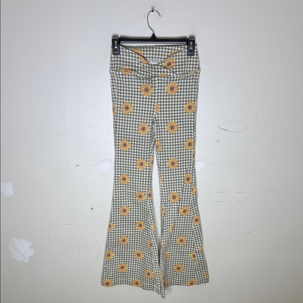 We The Free Sunflower Checkered Flare Leg Stretchy Pants Size 25